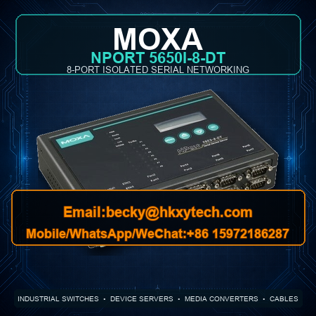 Moxa NPort 5650I-8-DT Industrial Serial-to-Ethernet Server with 2 kV Isolation